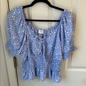 Sienna Sky Blue and White Floral Top